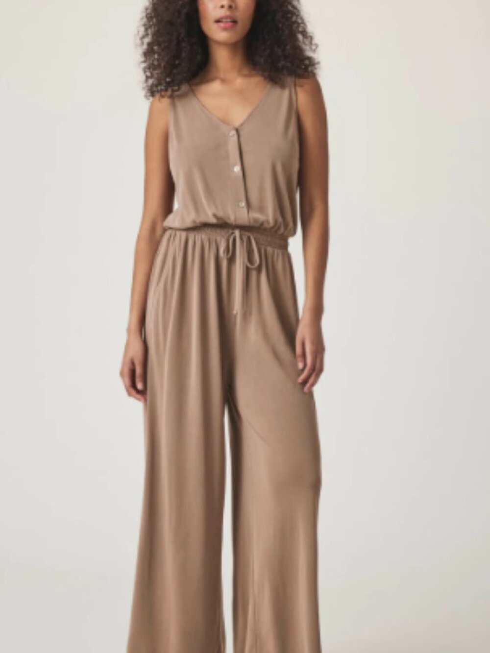 Splendid Tan Sleeveless Jumpsuit Large